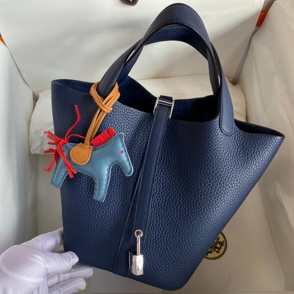 【エルメス HERMES】ピコタンロック18 PM ブルーブライトン シルバー金具 (100%マシン)